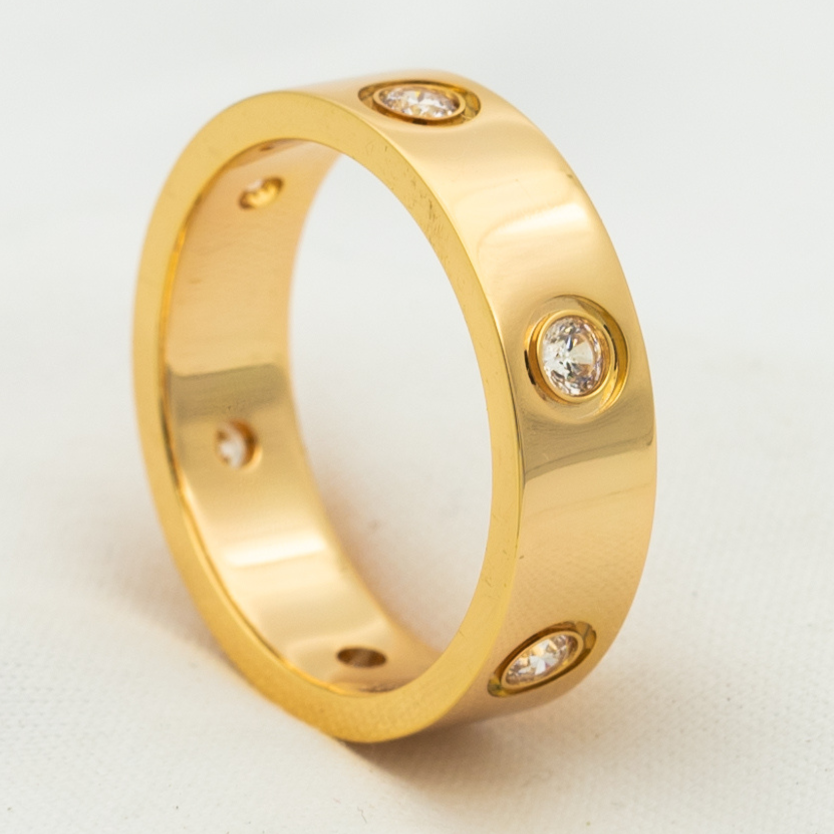 Cartier Love 6 Diamonds 18K White Gold 18K Rose Gold Ring Size EU 53 Cartier  | TLC